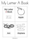 My Letter A Book Coloring Page