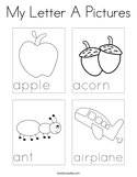 My Letter A Pictures Coloring Page