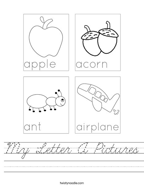 My Letter A Pictures Worksheet