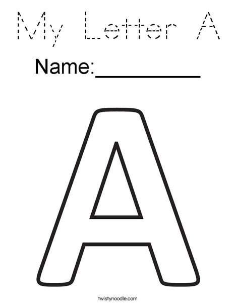 my letter a coloring page tracing twisty noodle
