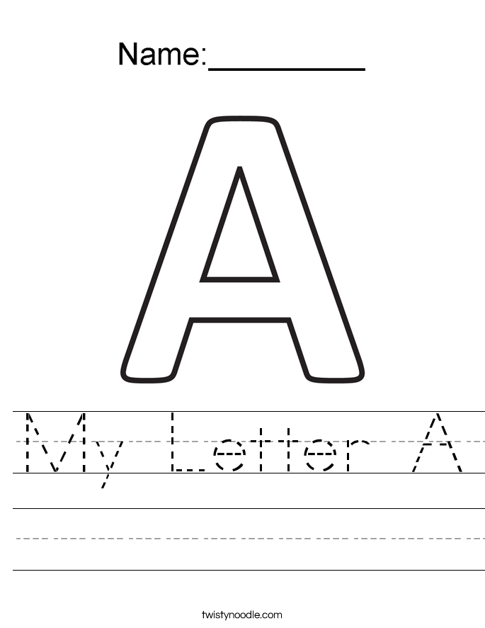 my letter a worksheet twisty noodle