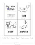 B is for bear, bat, banana, be Worksheet