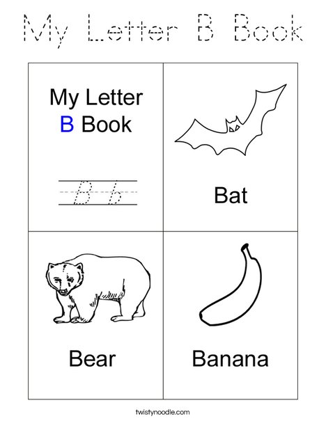 My Letter B Book Coloring Page - Tracing - Twisty Noodle