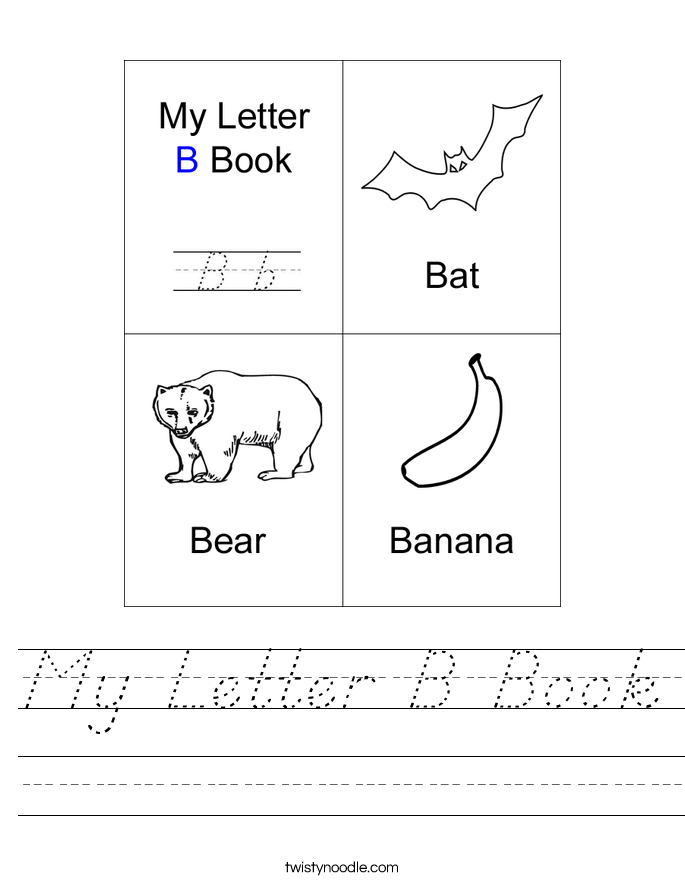 My Letter B Book Worksheet - D'Nealian - Twisty Noodle