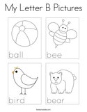 My Letter B Pictures Coloring Page