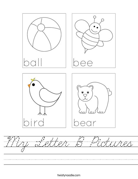 My Letter B Pictures Worksheet