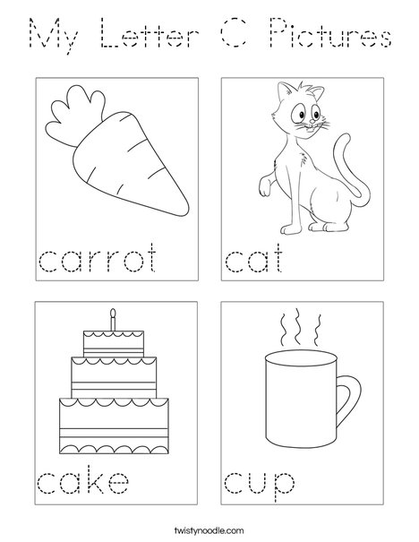 My Letter C Pictures Coloring Page
