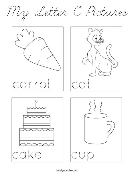 My Letter C Pictures Coloring Page