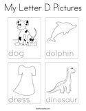 My Letter D Pictures Coloring Page