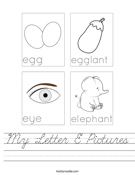 My Letter E Pictures Worksheet