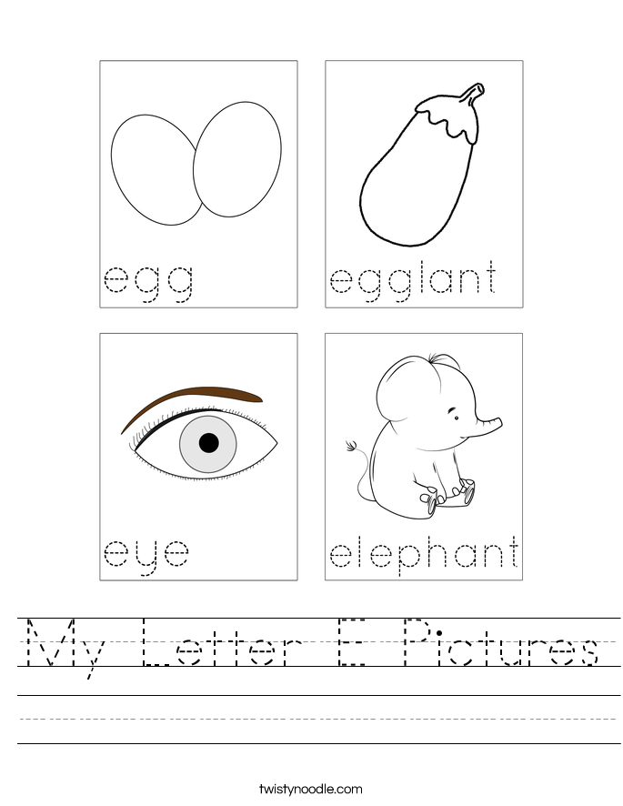 My Letter E Pictures Worksheet