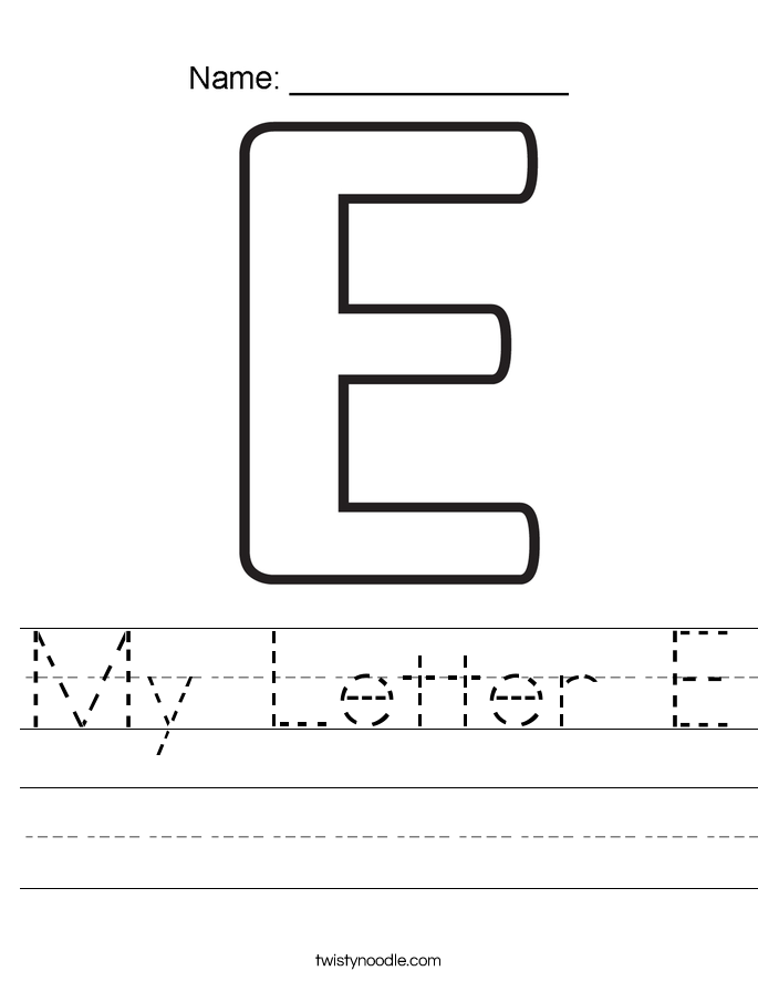 my letter e worksheet twisty noodle