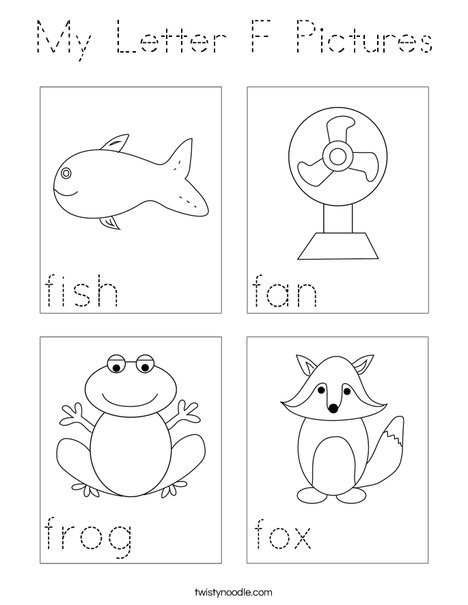 My Letter F Pictures Coloring Page