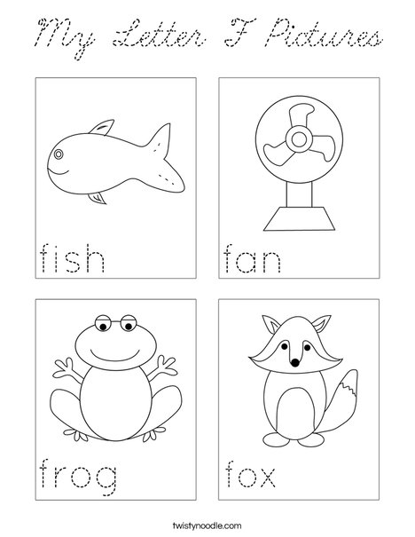 My Letter F Pictures Coloring Page