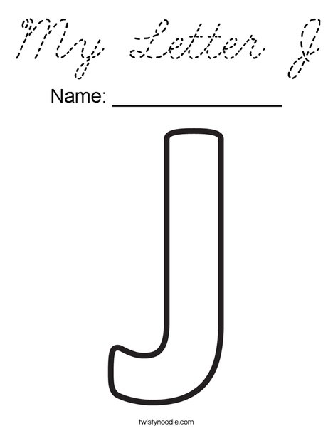 My Letter J Coloring Page - Cursive - Twisty Noodle