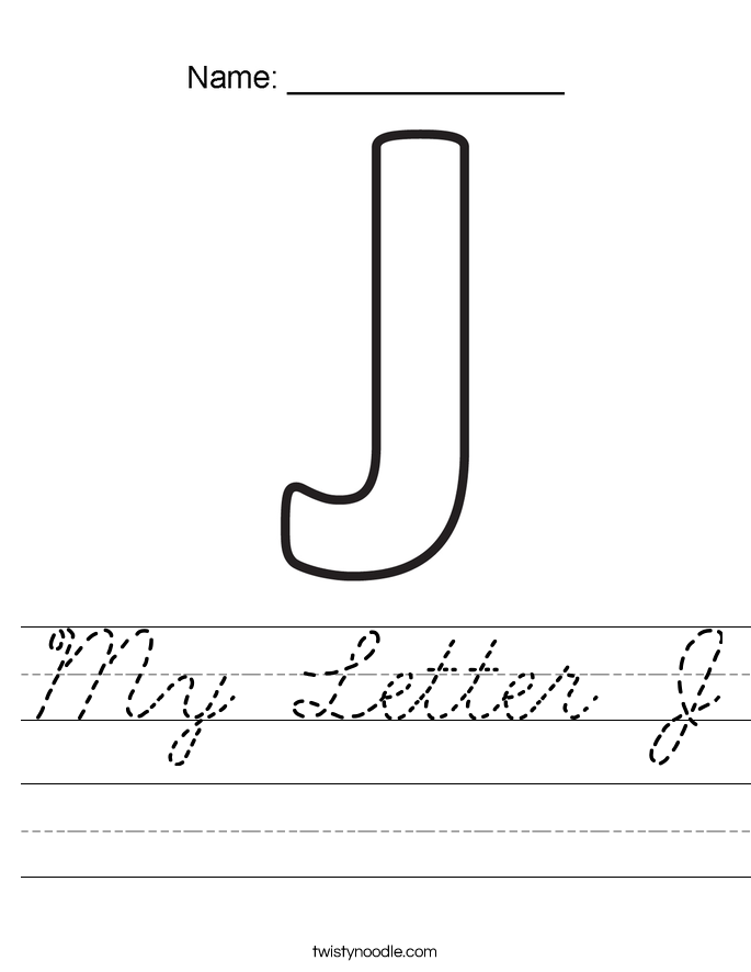 my letter j worksheet cursive twisty noodle