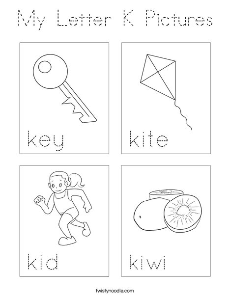 My Letter K Pictures Coloring Page