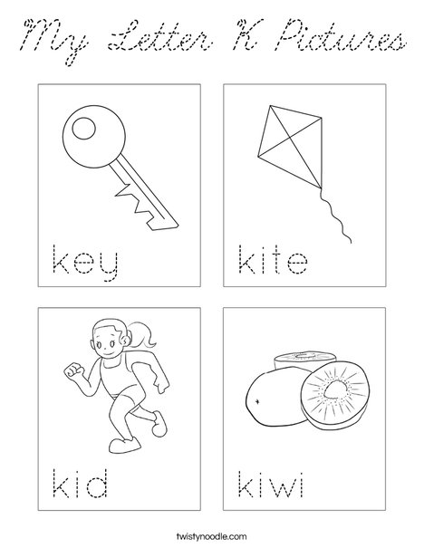 My Letter K Pictures Coloring Page