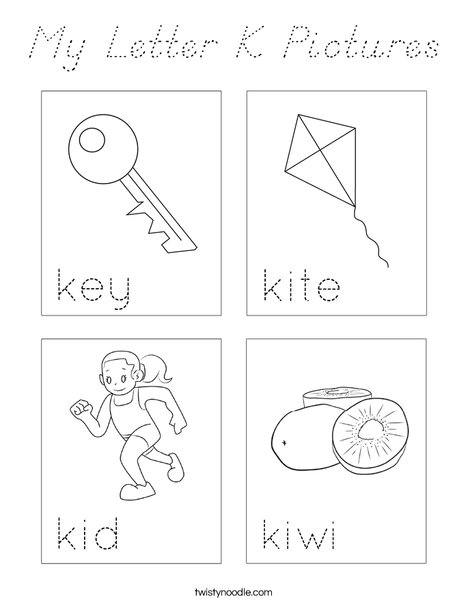 My Letter K Pictures Coloring Page