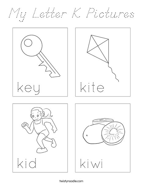 My Letter K Pictures Coloring Page