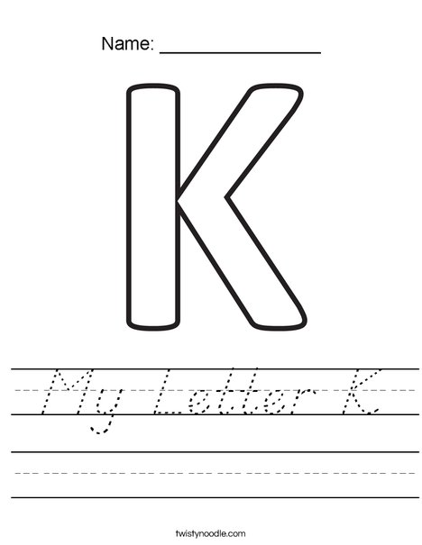 my letter k worksheet dnealian twisty noodle