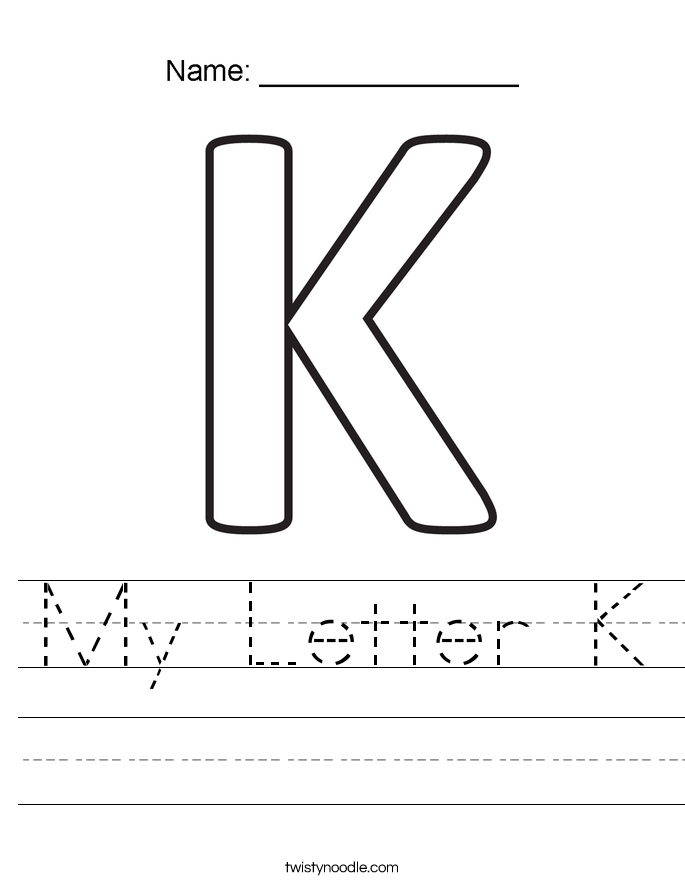 my letter k worksheet twisty noodle