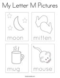 My Letter M Pictures Coloring Page