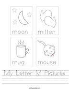 My Letter M Pictures Handwriting Sheet