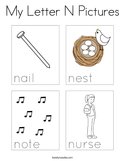 My Letter N Pictures Coloring Page