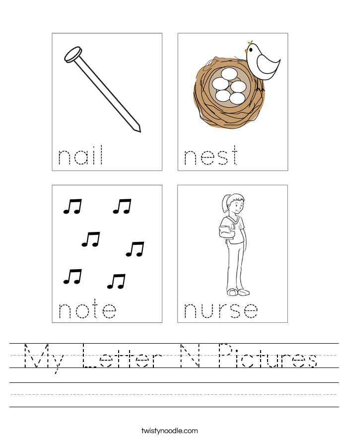 My Letter N Pictures Worksheet
