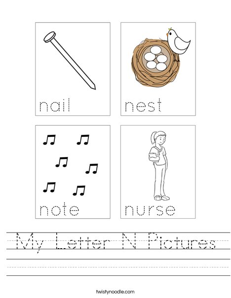 My Letter N Pictures Worksheet - Twisty Noodle