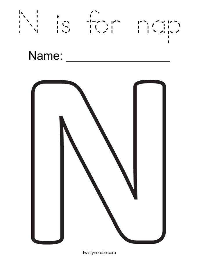 N is for nap Coloring Page