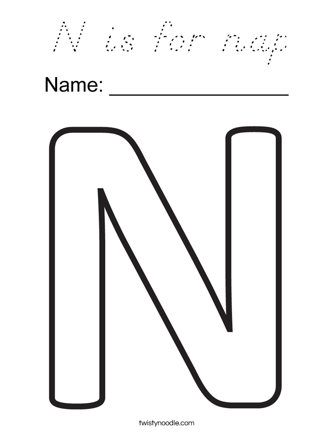 N is for nap Coloring Page