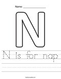 N is for nap Worksheet