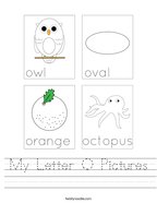 My Letter O Pictures Handwriting Sheet