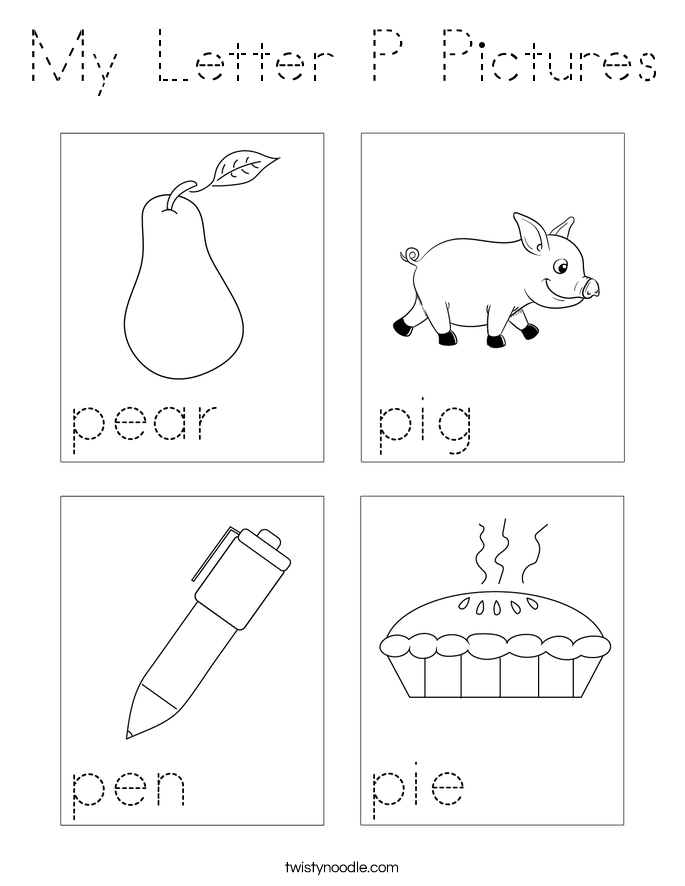 My Letter P Pictures Coloring Page