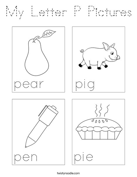 My Letter P Pictures Coloring Page