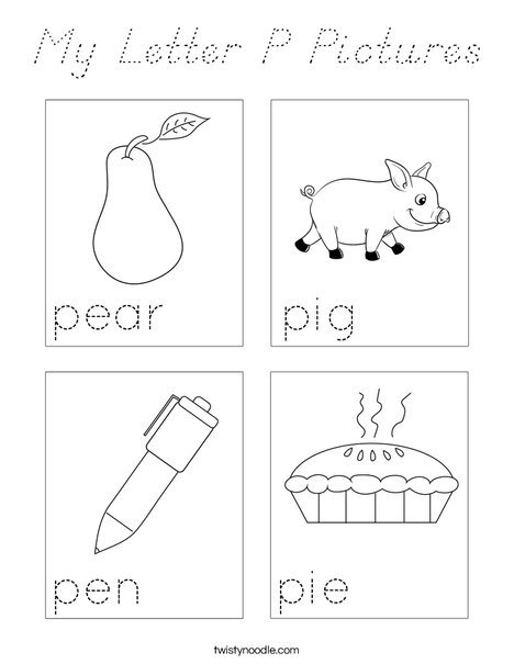 My Letter P Pictures Coloring Page