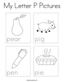 My Letter P Pictures Coloring Page