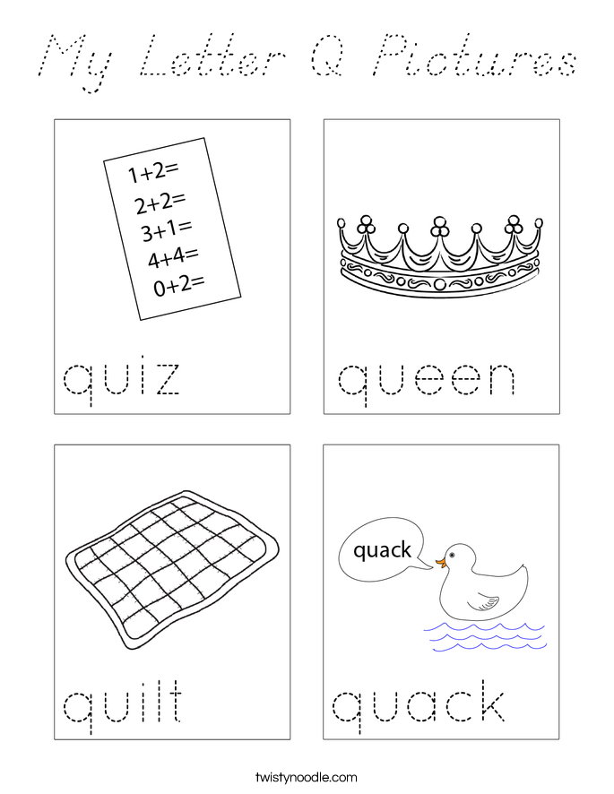 My Letter Q Pictures Coloring Page