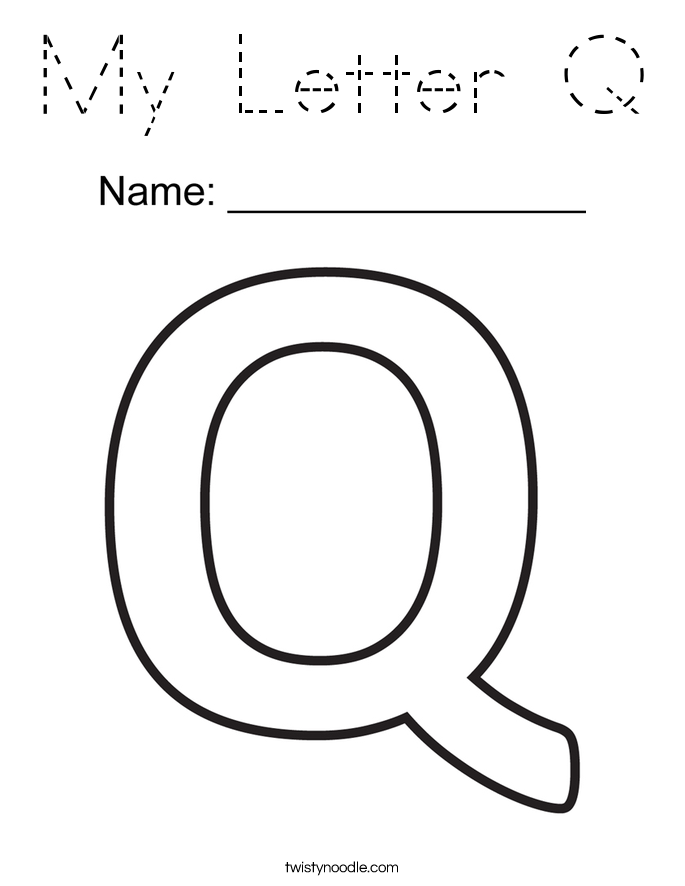 My Letter Q Coloring Page Tracing Twisty Noodle