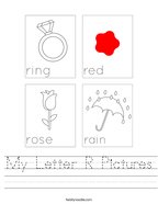 My Letter R Pictures Handwriting Sheet