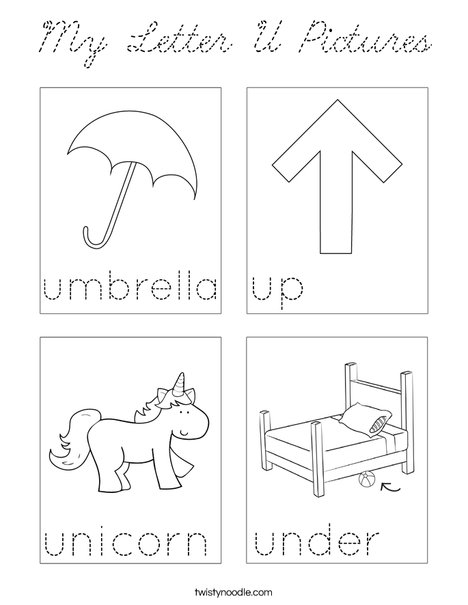 My Letter U Pictures Coloring Page