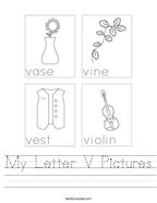 My Letter V Pictures Handwriting Sheet
