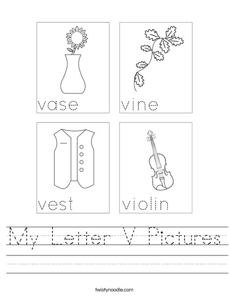 My Letter V Pictures Worksheet