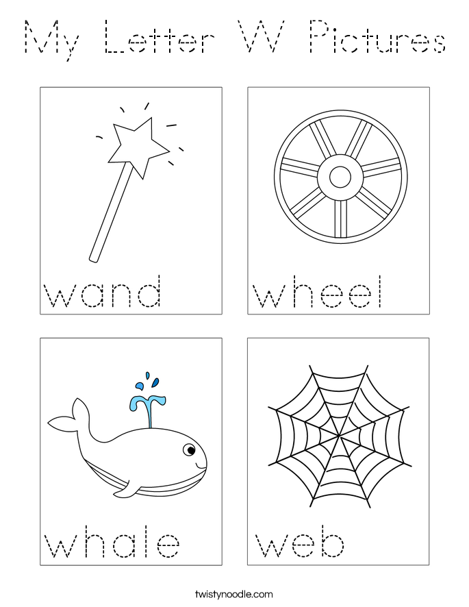 My Letter W Pictures Coloring Page