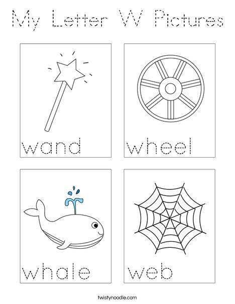 My Letter W Pictures Coloring Page