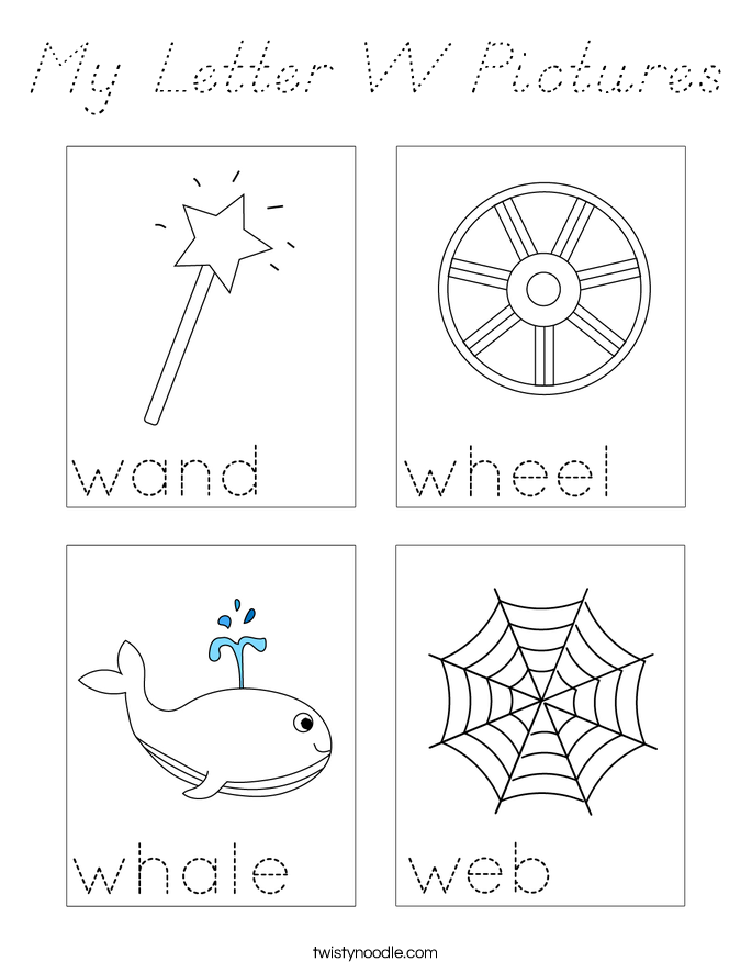 My Letter W Pictures Coloring Page