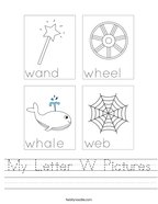 My Letter W Pictures Handwriting Sheet