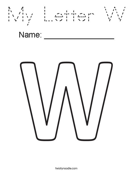My Letter W Coloring Page - Tracing - Twisty Noodle